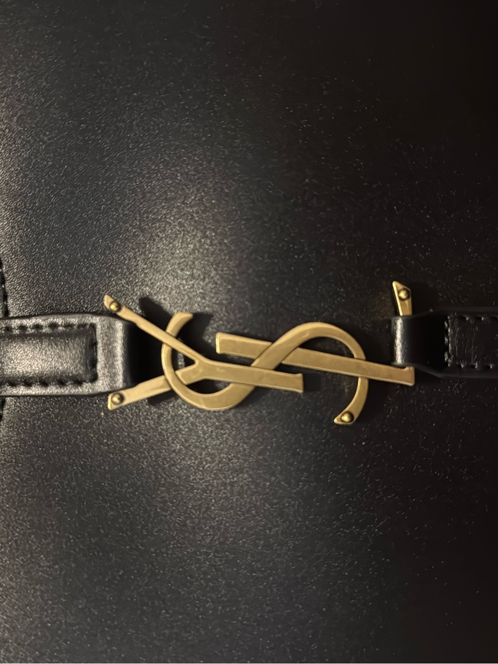 Saint Laurent Black Leather Shoulder Bag with Gold YSL Hardware - Picture 2 of 6
